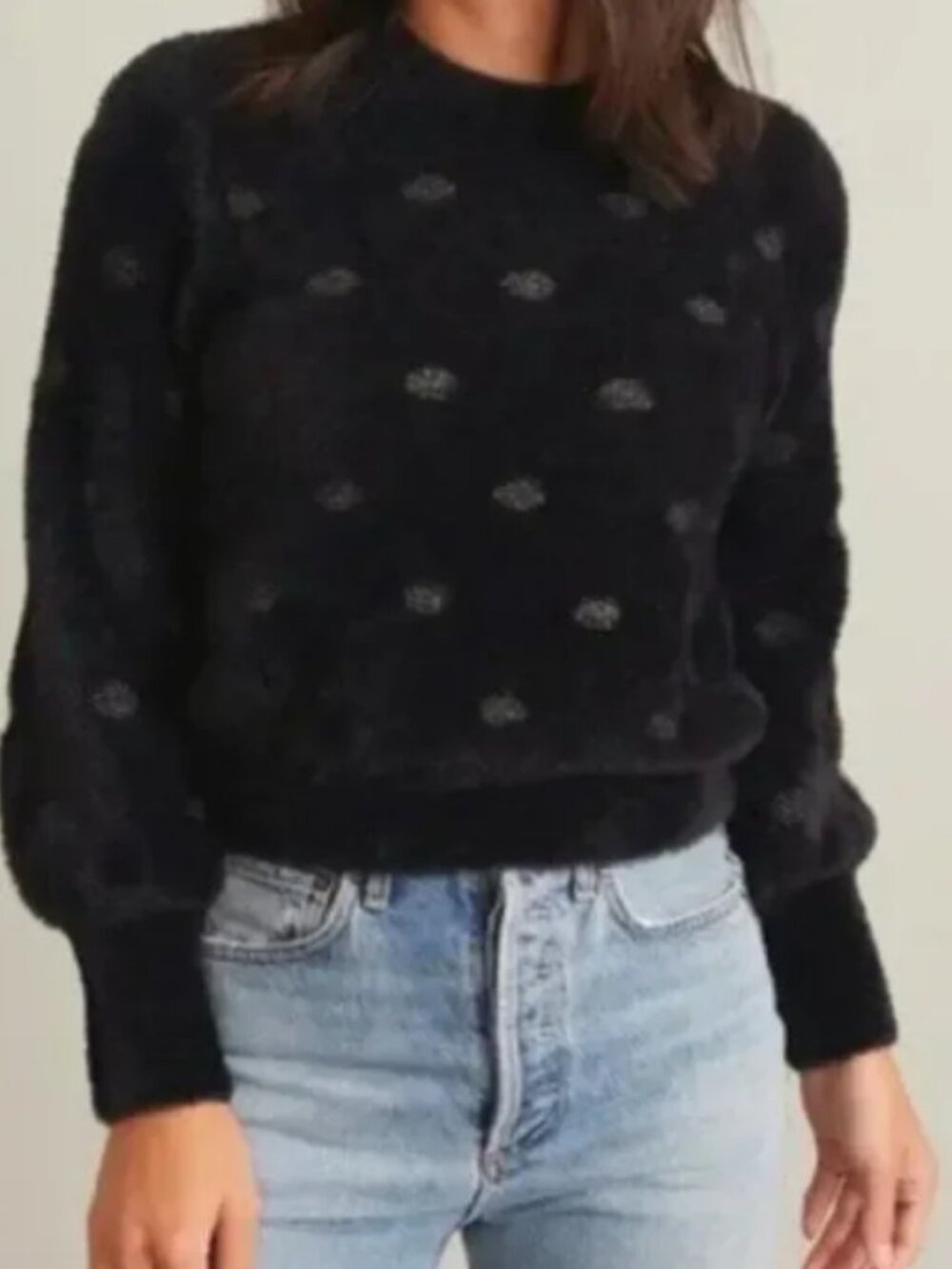 Marine Layer Arielle Crewneck Sweater Black Metallic Funfetti XS